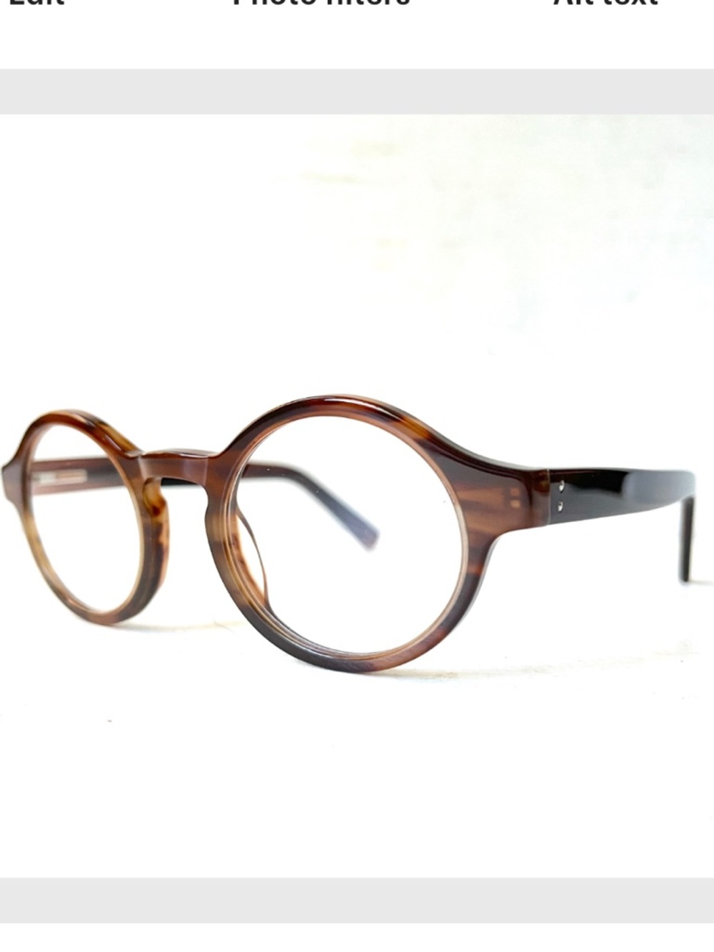 Retro Wide Fit +1.75 Reading Glasses Round Horn Brown Key Hole Bridge Acetate